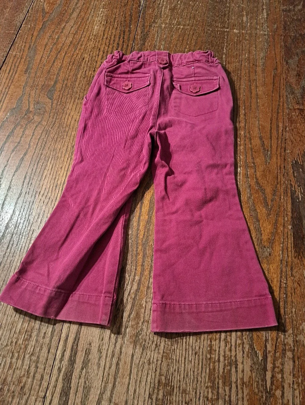 Vintage Baby Gap Pink Flare Leg Pants Flap Pockets Toddler Size 2T Adjustable